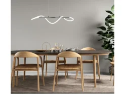 Pendelleuchte ARGOS Silber LED Schlauch Weiß, 3 Stufen Dimmer, Breite 105cm