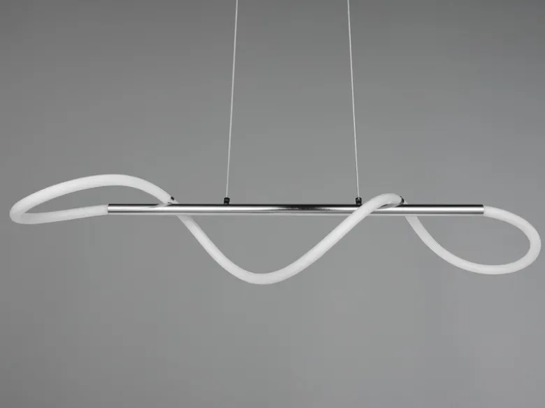 Pendelleuchte ARGOS Silber LED Schlauch Weiß, 3 Stufen Dimmer, Breite 105cm