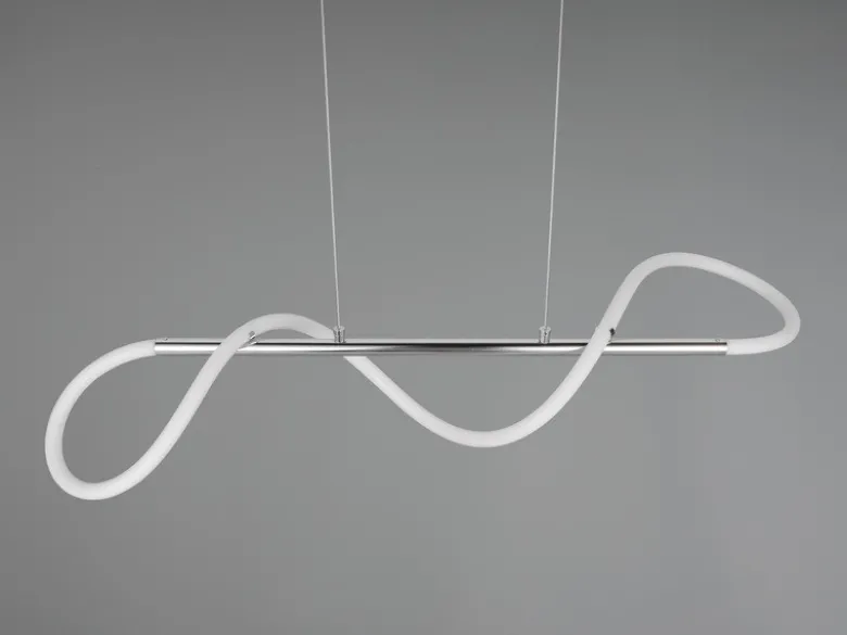 Pendelleuchte ARGOS Silber LED Schlauch Weiß, 3 Stufen Dimmer, Breite 105cm