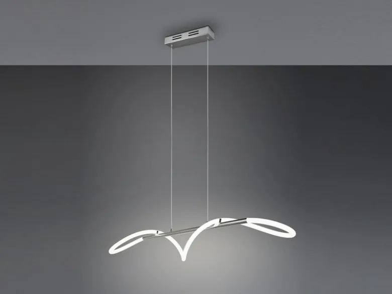 Pendelleuchte ARGOS Silber LED Schlauch Weiß, 3 Stufen Dimmer, Breite 105cm