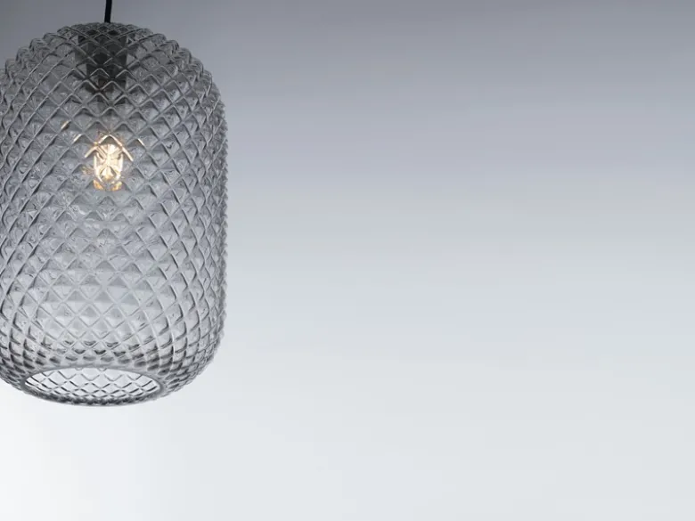 Pendelleuchte ASHFORD einflammig Kristall Glasschirm Rauchglas, Ø15cm