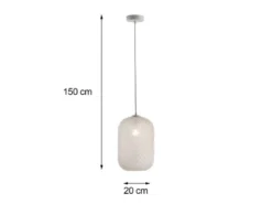 Pendelleuchte ASHFORD einflammig Kristall Glasschirm in Weiß, Ø 20cm
