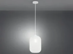 Pendelleuchte ASHFORD einflammig Kristall Glasschirm in Weiß, Ø 20cm