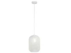 Pendelleuchte ASHFORD einflammig Kristall Glasschirm in Weiß, Ø 20cm