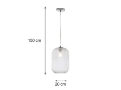 Pendelleuchte ASHFORD einflammig Kristall Glasschirm Klarglas, Ø 20cm