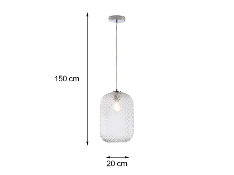 Pendelleuchte ASHFORD einflammig Kristall Glasschirm Klarglas, Ø 20cm