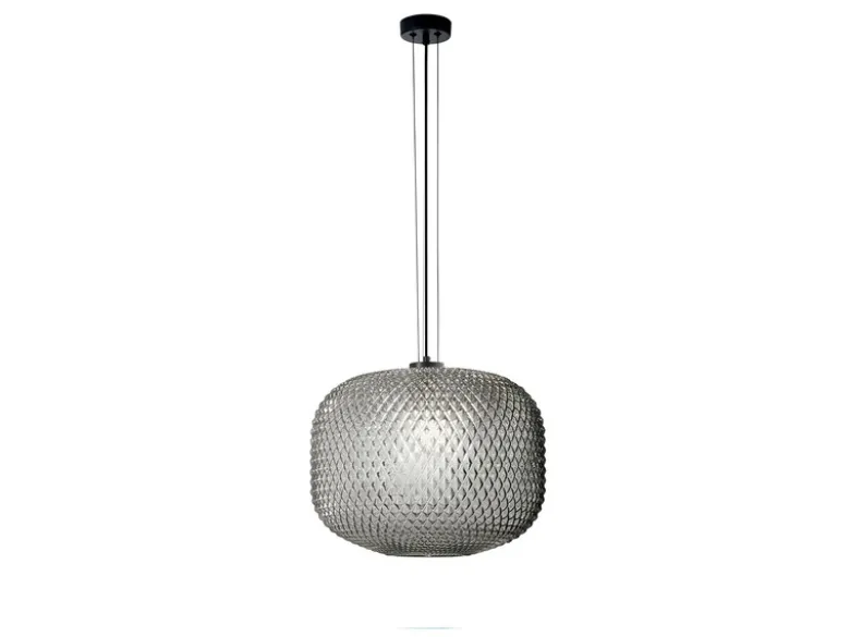 Pendelleuchte ASHFORD einflammig Kristall Glasschirm Rauchglas, Ø 40cm