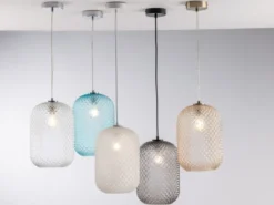 Pendelleuchte ASHFORD einflammig Kristall Glasschirm Rauchglas, Ø20cm