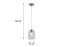 Pendelleuchte ASHFORD einflammig Kristall Glasschirm Klarglas, Ø15cm