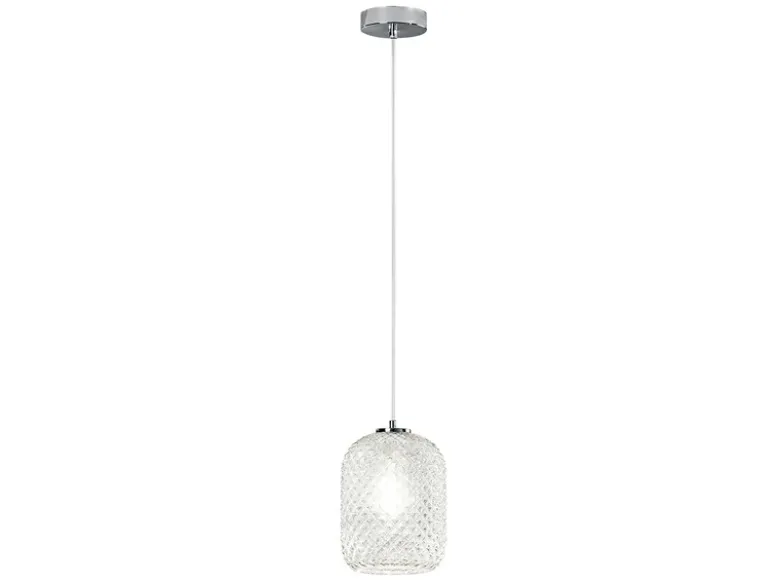 Pendelleuchte ASHFORD einflammig Kristall Glasschirm Klarglas, Ø15cm