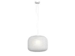 Pendelleuchte ASHFORD einflammig Kristall Glasschirm in Weiß, Ø 40cm
