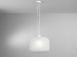 Pendelleuchte ASHFORD einflammig Kristall Glasschirm in Weiß, Ø 40cm