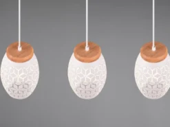 Pendelleuchte BIDAR 3-flammig in Weiß mit ausgefallenem Stanzmuster, B: 71cm