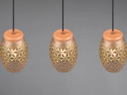 Pendelleuchte BIDAR 3-flammig in Coffee mit ausgefallenem Stanzmuster, B: 71cm