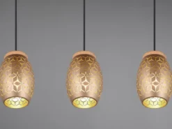 Pendelleuchte BIDAR 3-flammig in Coffee mit ausgefallenem Stanzmuster, B: 71cm