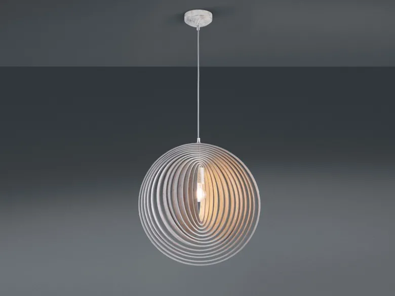 Pendelleuchte BOOLAN 1-flammig Naturholz farbig Holzlamellen, Ø 50cm