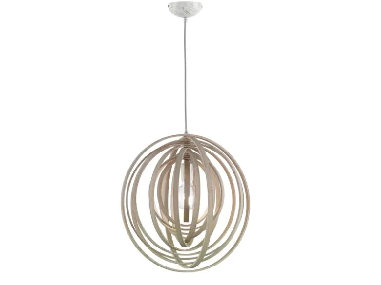 Pendelleuchte BOOLAN 1-flammig Naturholz farbig Holzlamellen, Ø 50cm