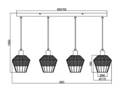 Pendelleuchte BORKA Rattan Geflecht Natur & Gitter im Boho Stil, Breite 95cm