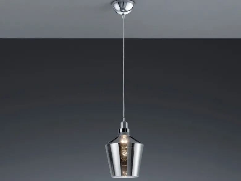 Pendelleuchte CALAIS 1-flammig klein mit Rauchglas Lampenschirm, Ø 20cm