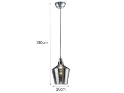 Pendelleuchte CALAIS 1-flammig klein mit Rauchglas Lampenschirm, Ø 20cm