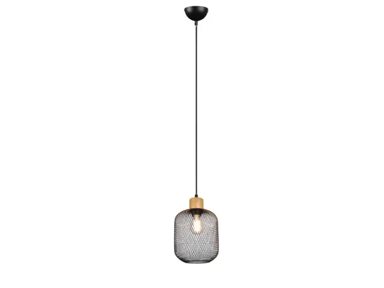 Pendelleuchte CALIMERO 1 flammig Metall Gitterschirm Schwarz, Ø 18cm