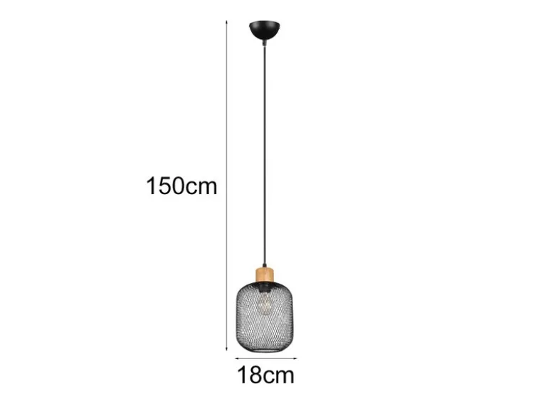 Pendelleuchte CALIMERO 1 flammig Metall Gitterschirm Schwarz, Ø 18cm