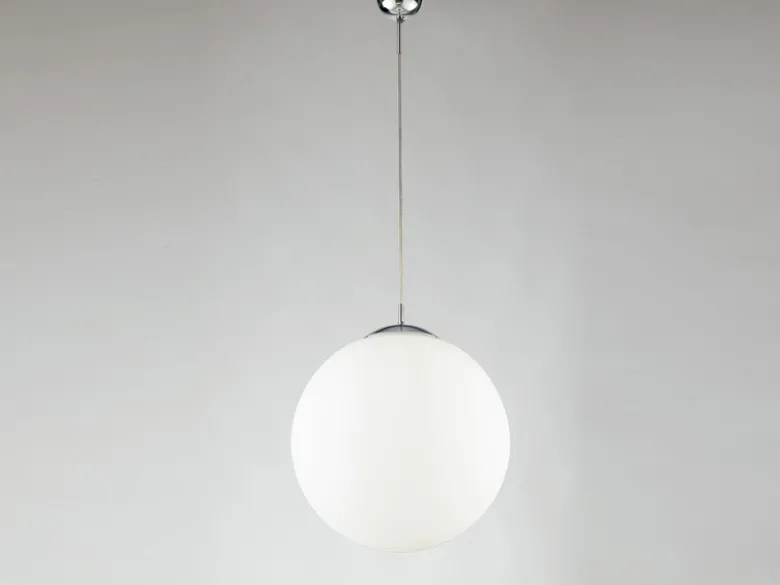 Pendelleuchte CITY einflammig Glaskugel Opalweiß, Ø 35cm