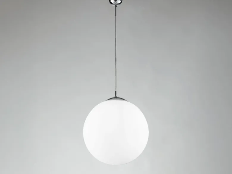 Pendelleuchte CITY einflammig Glaskugel Opalweiß, Ø 45cm