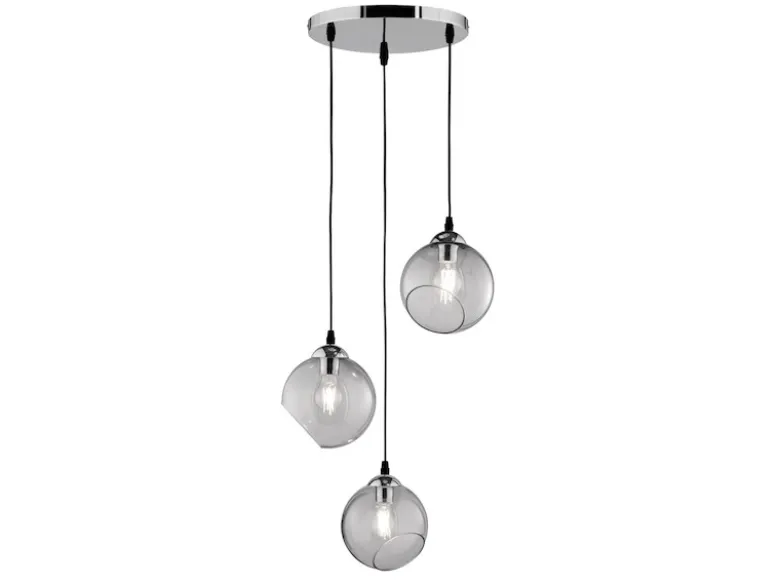 Pendelleuchte CLOONEY 3-flammig mit Rauchglas Glaskugeln, Ø 35cm