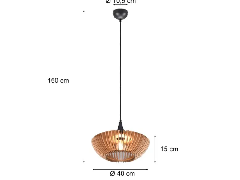 Pendelleuchte COLINO mit Holz Lamellen aus Naturholz 1-flammig, Ø 40cm