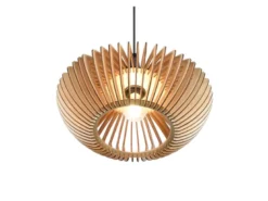 Pendelleuchte COLINO mit Holz Lamellen aus Naturholz 1-flammig, Ø 40cm