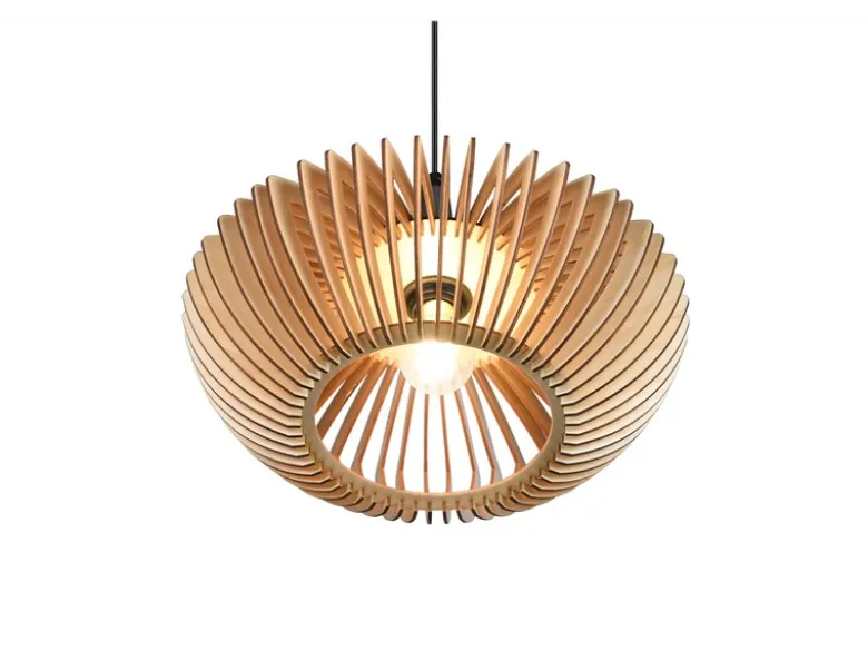 Pendelleuchte COLINO mit Holz Lamellen aus Naturholz 1-flammig, Ø 40cm