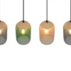 Pendelleuchte CORK, Lampenschirme bunt aus recyceltem Glas, Breite 90cm