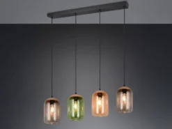 Pendelleuchte CORK, Lampenschirme bunt aus recyceltem Glas, Breite 90cm
