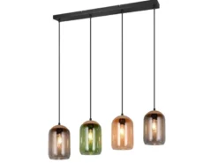 Pendelleuchte CORK, Lampenschirme bunt aus recyceltem Glas, Breite 90cm