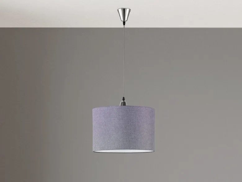 Pendelleuchte COSINUS 1 flammig mit grauem Stoffschirm, Ø 40cm