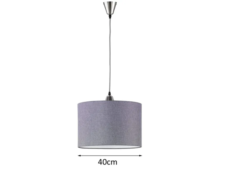 Pendelleuchte COSINUS 1 flammig mit grauem Stoffschirm, Ø 40cm