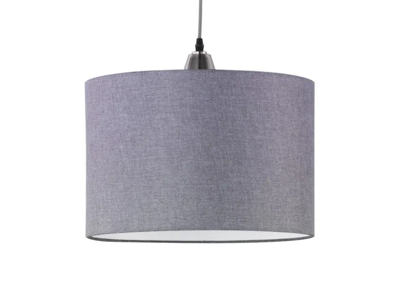 Pendelleuchte COSINUS 1 flammig mit grauem Stoffschirm, Ø 40cm
