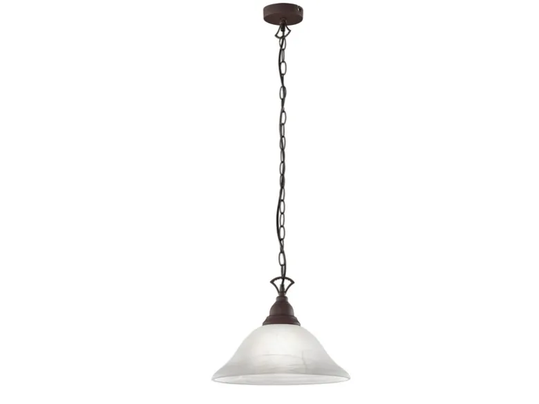 Pendelleuchte COUNTRY Landhaus mit Glasschirm Weiß Rostoptik, Ø 33,5cm