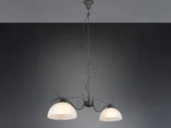 Pendelleuchte COUNTRY Landhaus 2-flammig mit Glasschirmen Weiß, B: 82cm