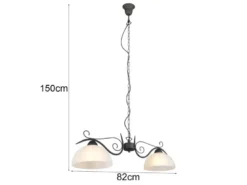 Pendelleuchte COUNTRY Landhaus 2-flammig mit Glasschirmen Weiß, B: 82cm