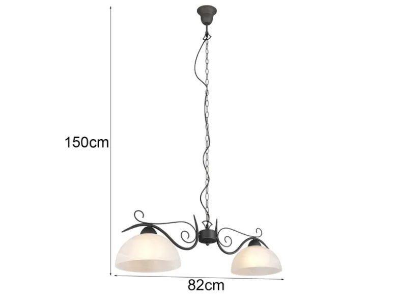 Pendelleuchte COUNTRY Landhaus 2-flammig mit Glasschirmen Weiß, B: 82cm