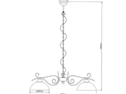 Pendelleuchte COUNTRY Landhaus 2-flammig mit Glasschirmen Weiß, B: 82cm