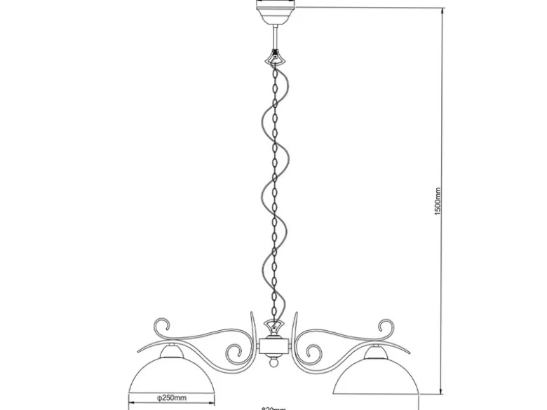 Pendelleuchte COUNTRY Landhaus 2-flammig mit Glasschirmen Weiß, B: 82cm