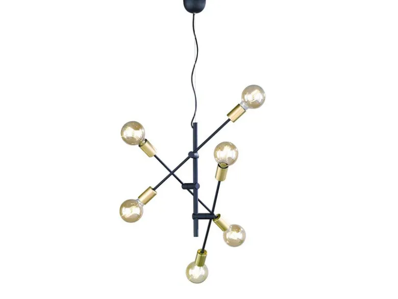 Pendelleuchte CROSS mit schwenkbaren Armen, Schwarz & Bronze, Ø 54cm