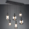 Pendelleuchte DIVA 6-flammig mit Glasschirmen Chrom bedampft, Breite 92cm