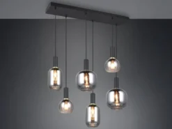 Pendelleuchte DIVA 6-flammig mit Glasschirmen Chrom bedampft, Breite 92cm