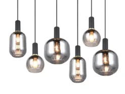 Pendelleuchte DIVA 6-flammig mit Glasschirmen Chrom bedampft, Breite 92cm