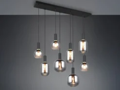 Pendelleuchte DIVA 8-flammig mit Glasschirmen Chrom bedampft, Breite 120cm