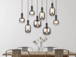 Pendelleuchte DIVA 8-flammig mit Glasschirmen Chrom bedampft, Breite 120cm